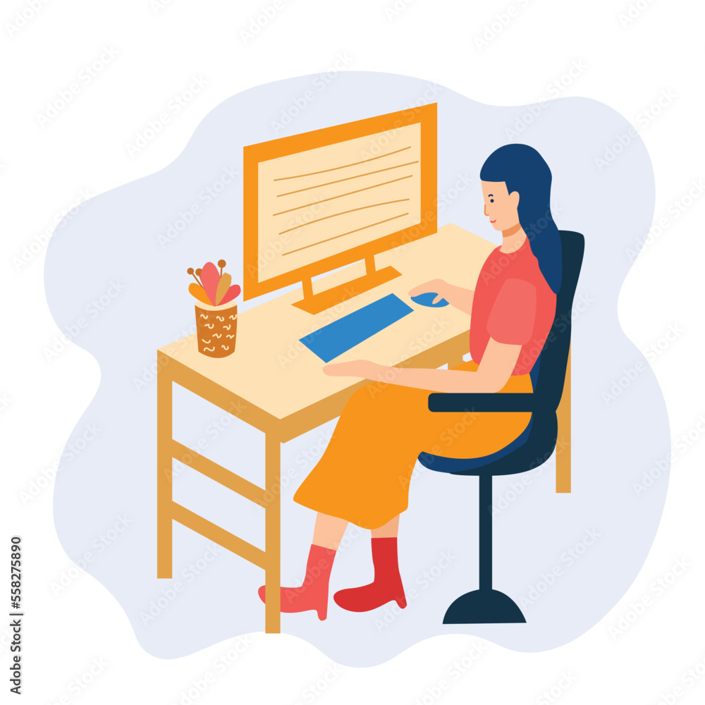 woman working on computer