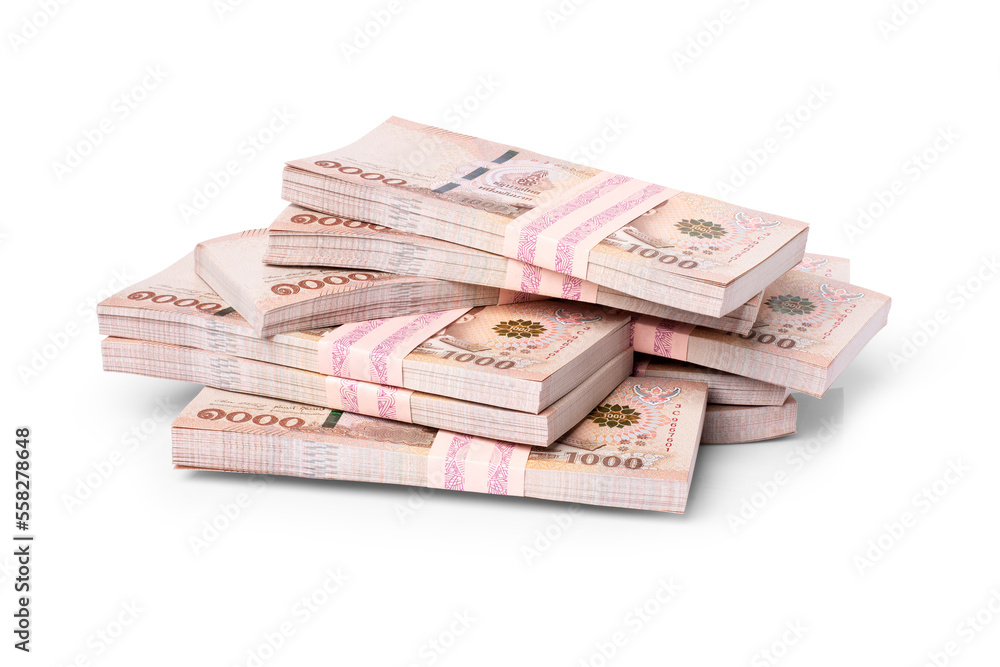 Pile Of One Million Thai Baht Banknote Money Isolated On White pile-of-one-million-thai-baht-banknote-money-isolated-on-white