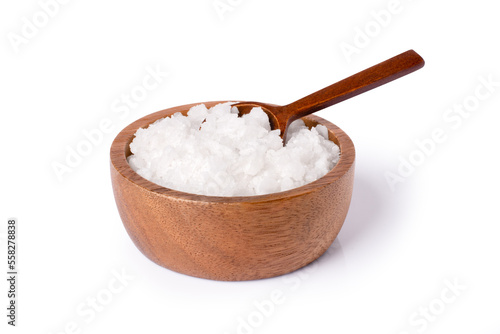 sea salt in a wooden bowl
