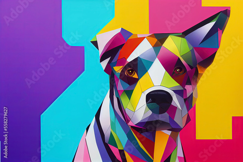 cute  dog on pop art style. colorful background