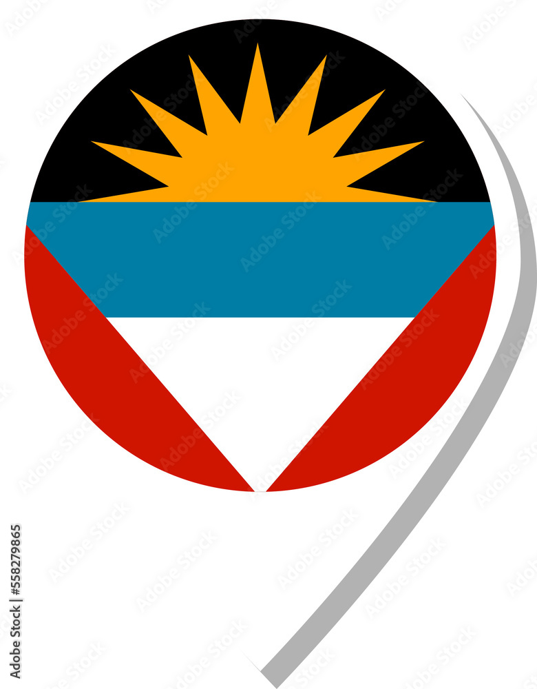 Fototapeta premium Antigua and Barbuda flag check-in icon.