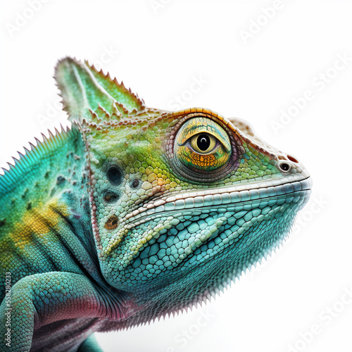 Chameleon face illustration. Generative AI.