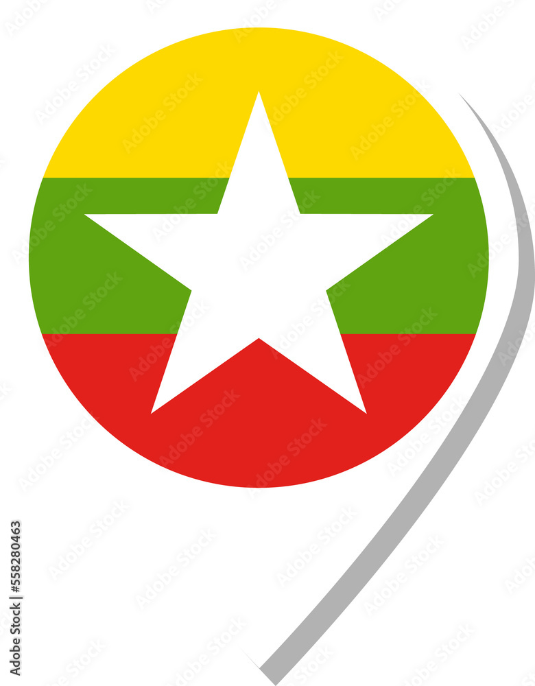 Myanmar flag check-in icon. Myanmar flag check-in icon.