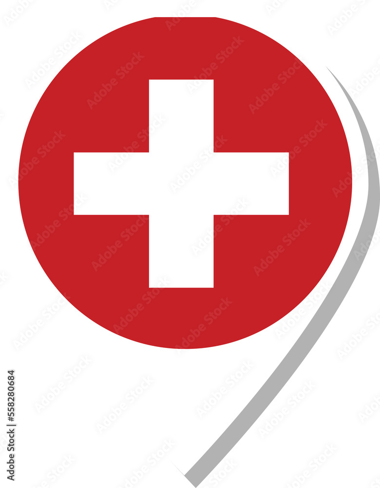 Obraz premium Switzerland flag check-in icon.