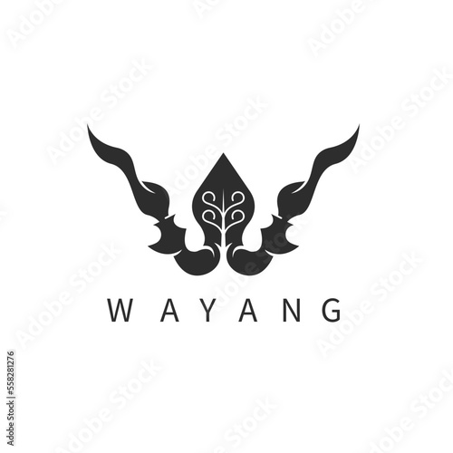 w letter for wayang,keris and gunungan concept design icon vector
