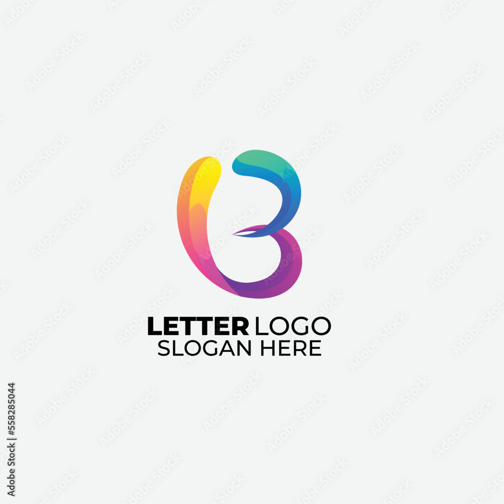 letter b logo gradient design colorful symbol