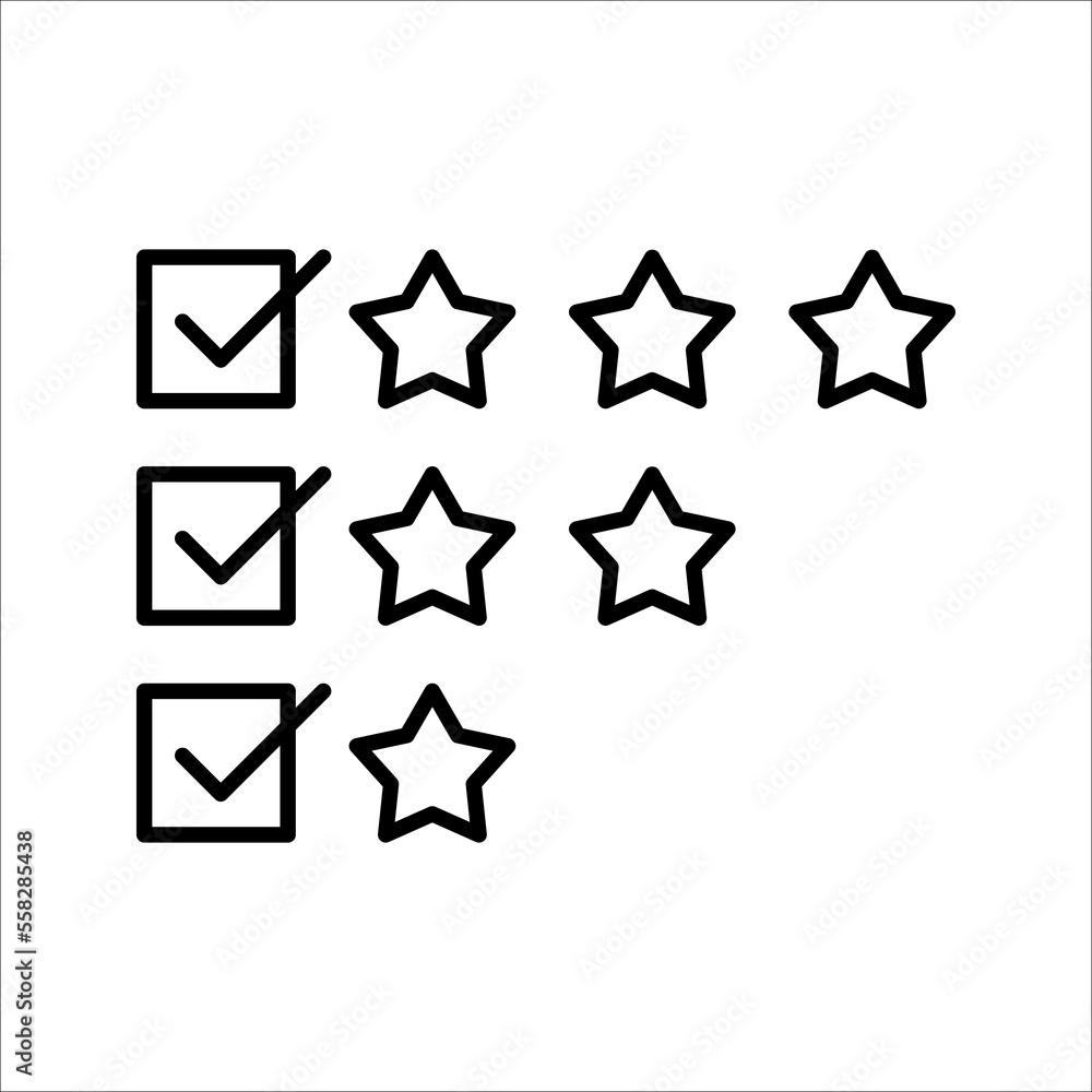 Five stars and hand, customer review, quality rating icon vector stroke and color editable on white background Five stars and hand, customer review, quality rating icon vector stroke and color editable on white background