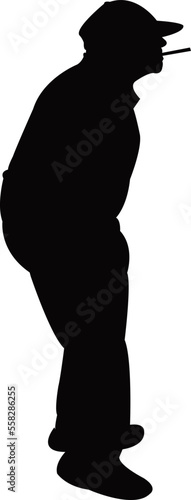 an old man body silhouette vector