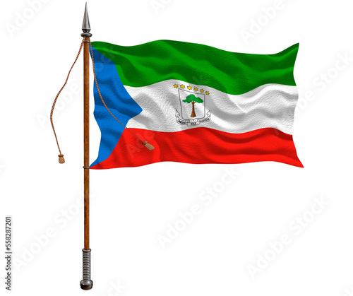 National flag of Equatorial Guinea. Background with flag of Equatorial Guinea