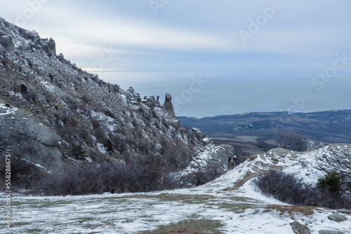 Sunny field on Mount Demerdzhi in spring. Crimea photo