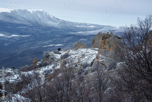 View of Sunny field on Mount Demerdzhi in spring. Crimea photo