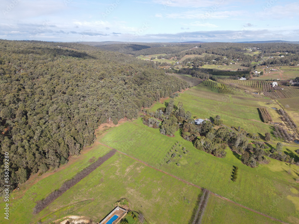 Perth Hills country side in spring from above - Western Australia