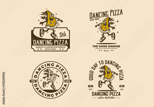 Mascot illustration design of dancing pizza