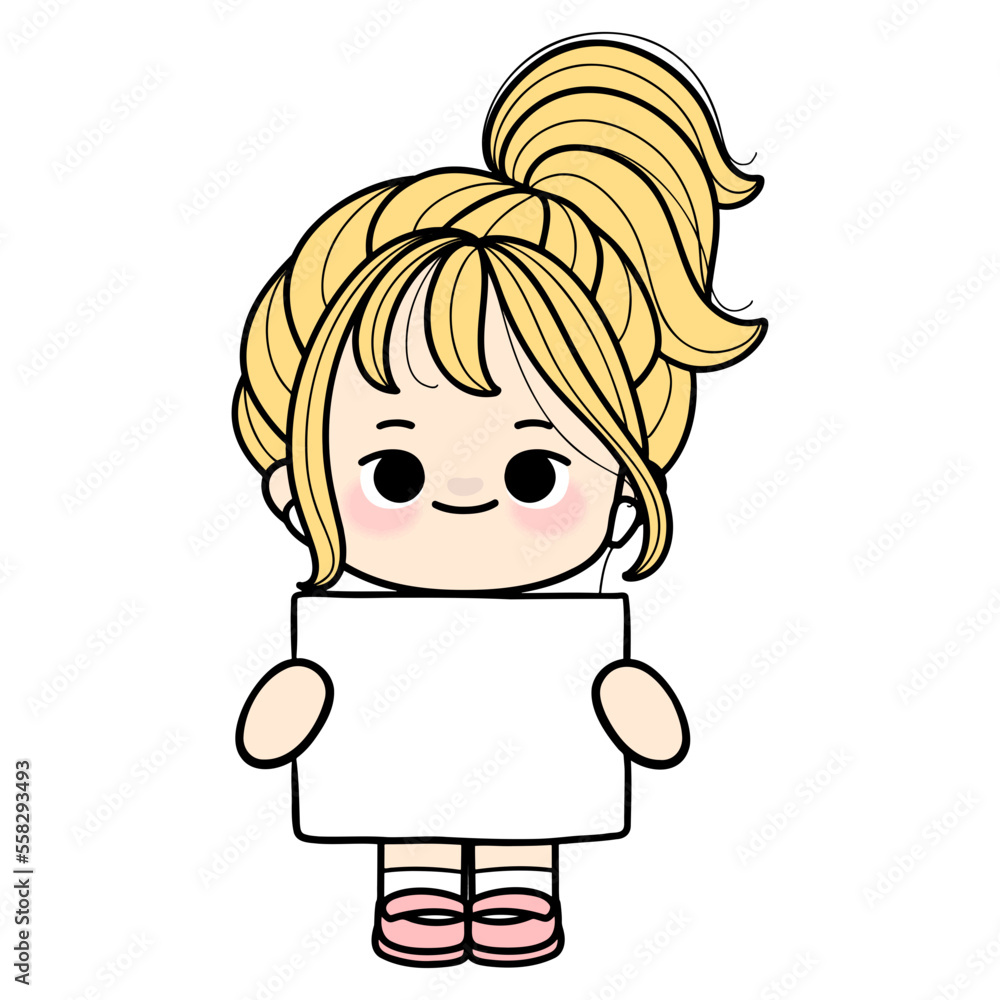 Fototapeta premium girl with paper name tag