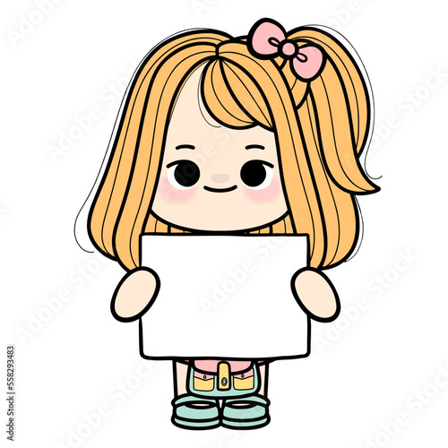 girl with paper name tag