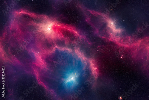 Galaxy with colorful nebula  shiny stars and heavy clouds  highly detailed