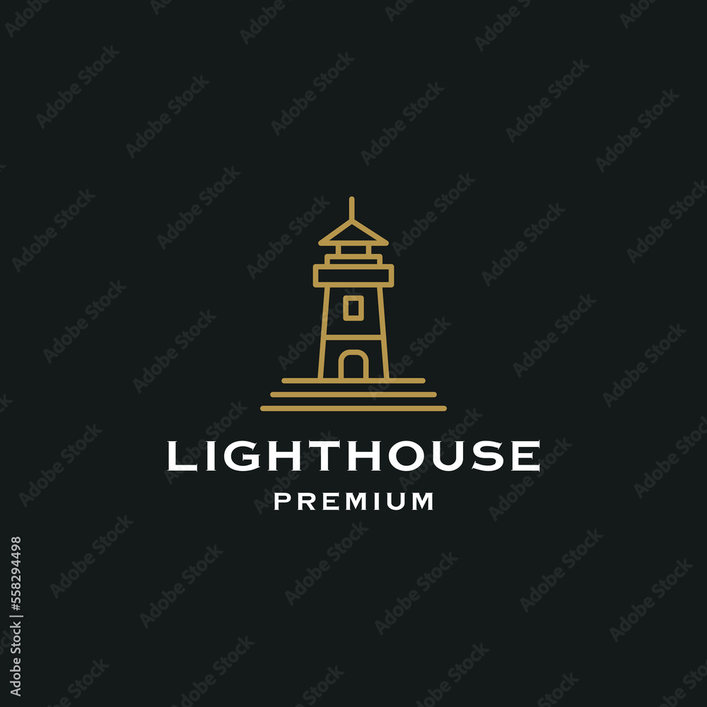 light house line outline monoline logo