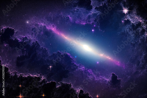 Illustration of a space cosmic background of supernova nebula and stars