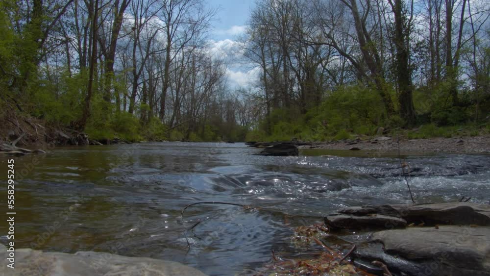 Creek in the woods with clean water flowing during the spring in Appalachia Creek in the woods with clean water flowing during the spring in Appalachia