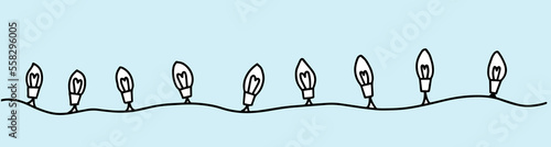bulbs garland lighting hand drawn doodle vector
