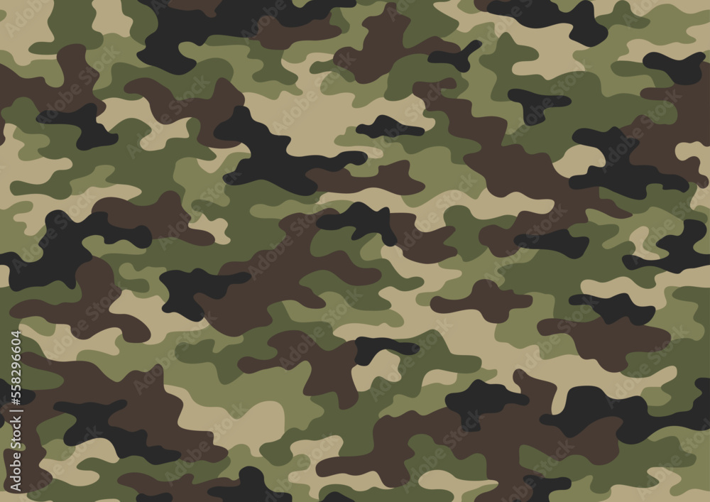Camouflage, Seamless Pattern. Modern Military Ornament For Fabric