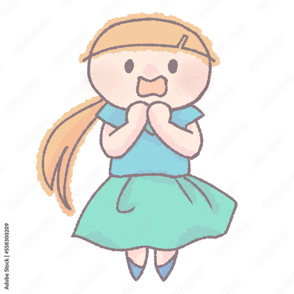 驚くロングヘアの少女 驚くロングヘアの少女