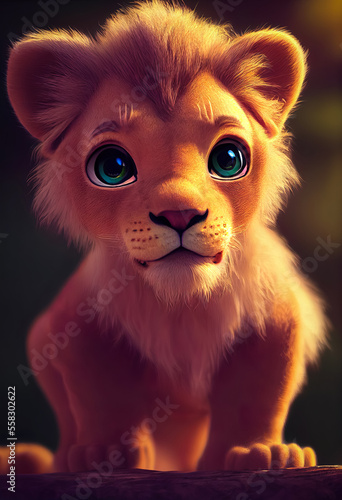 Adorable baby lion character design. cute lion cartoon animation.