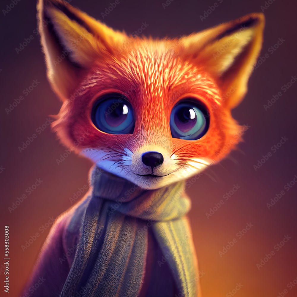 Adorable baby fox character design. cute fox cartoon animation Stock ...