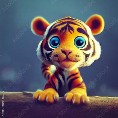 Adorable baby tiger character design. cute tiger cartoon animation.