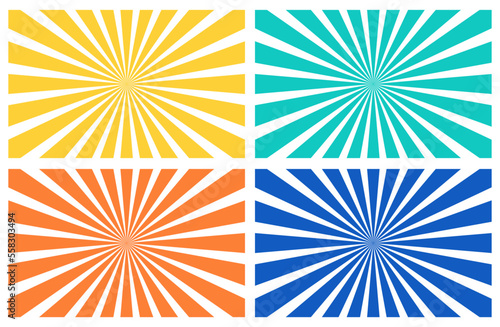 Colorful Radial Motion Sun Beam Rays Vector Element Set