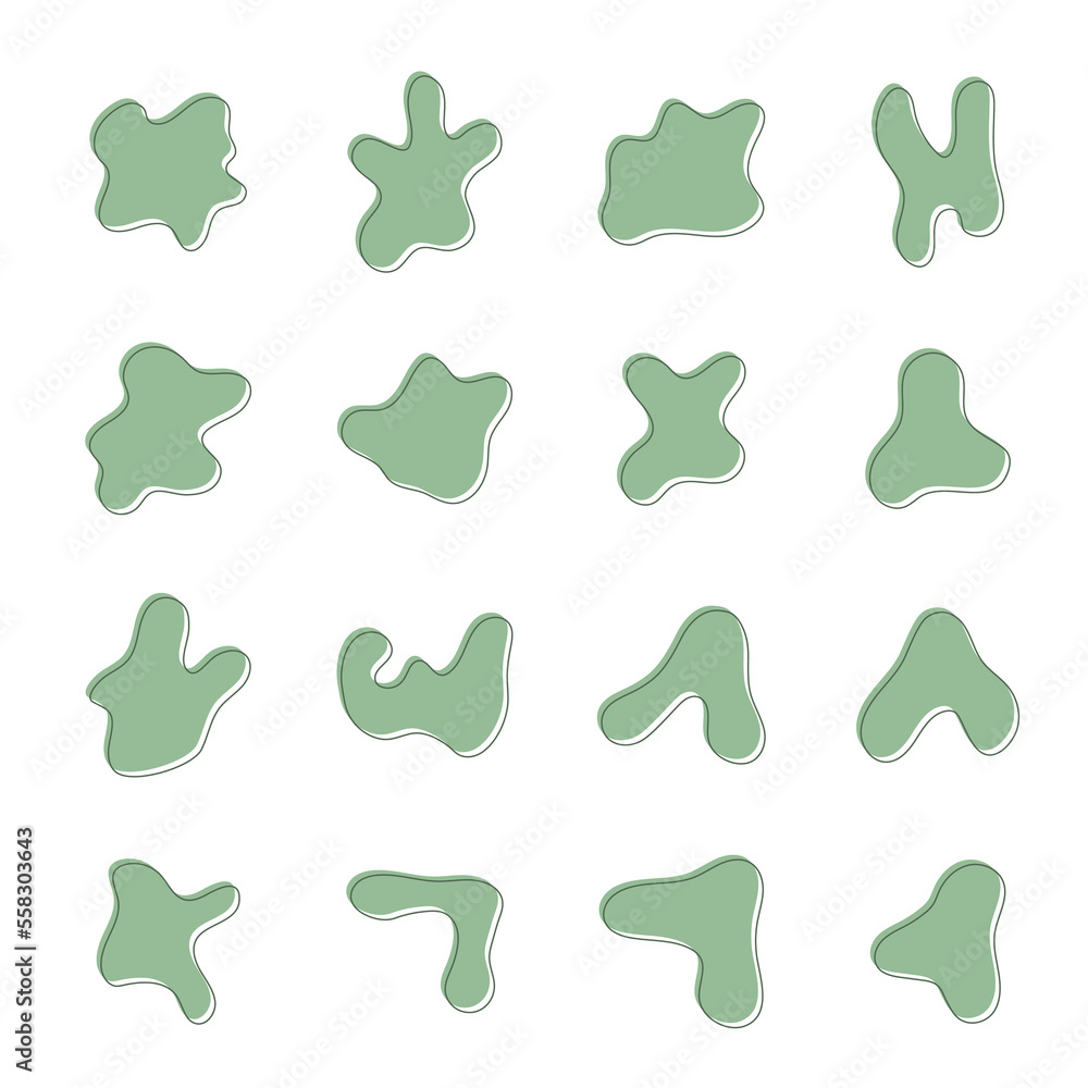 Set of green blob isolated for decoration artistic vector illustration. Set of green blob isolated for decoration artistic vector illustration.