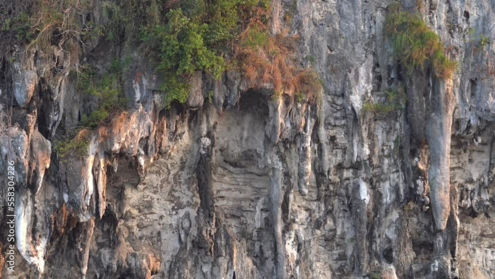 Beautiful Limestone Karst Mountain Cliff At Sunset in Asia - Static Beautiful Limestone Karst Mountain Cliff At Sunset in Asia - Static