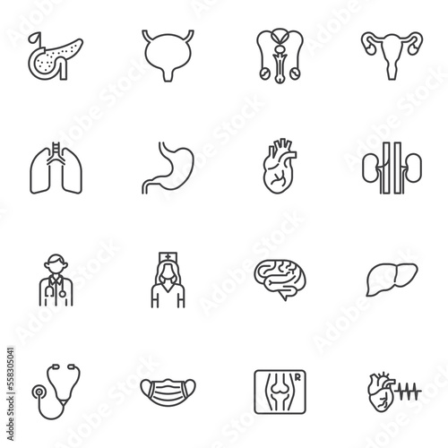 Healthcare and medical line icons set