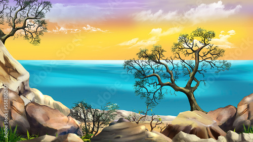 Sea View from the Cliff at Dawn