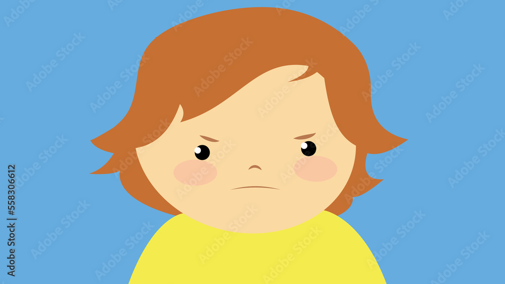 The boy is angry, the face of the child, irritation