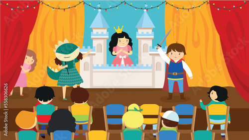 Theatrical performance at school - illustration