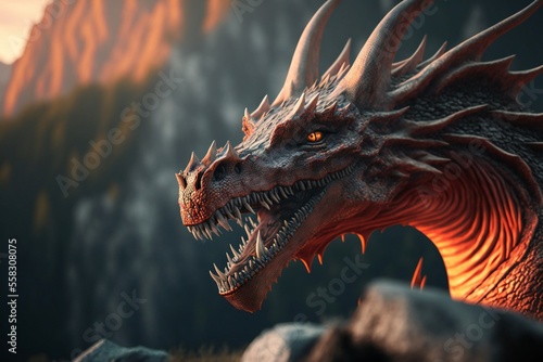 Dragon portrait illustration. © paranoic_fb