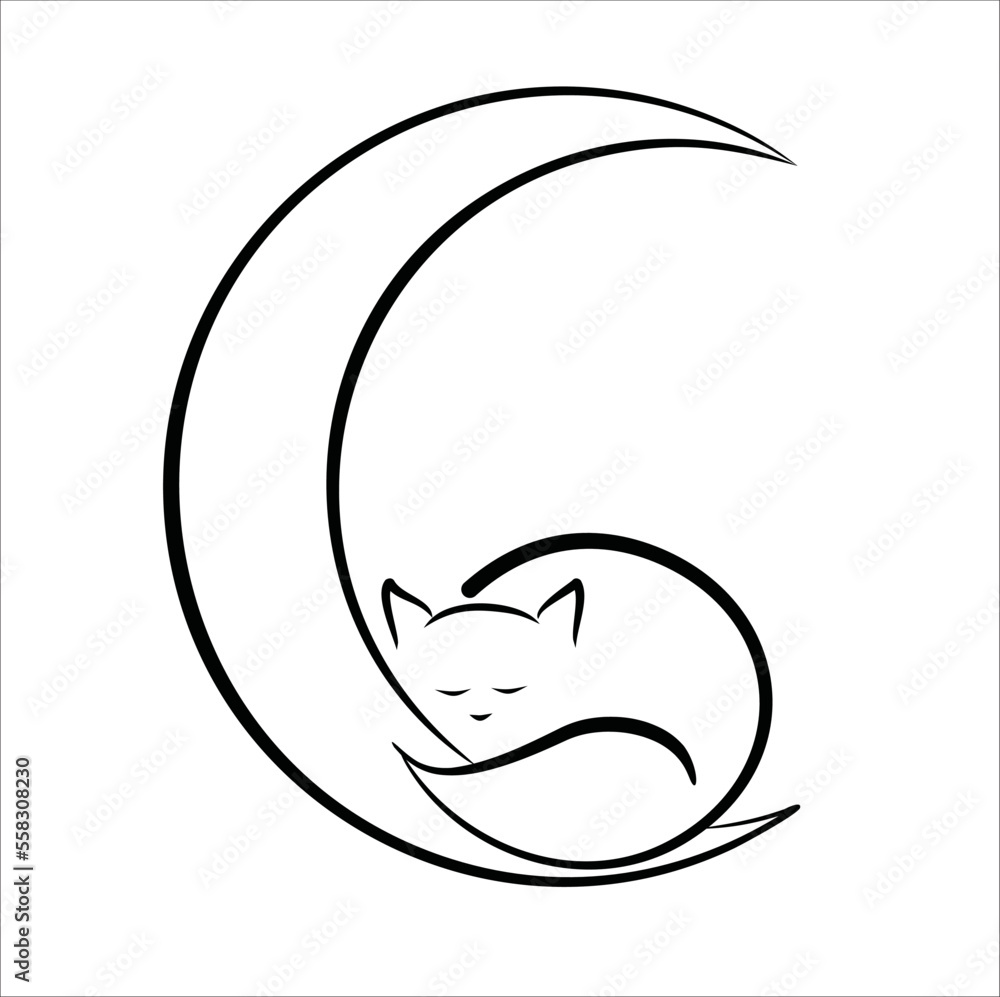 sleeping cat brush ink painting sleeping cat brush ink painting