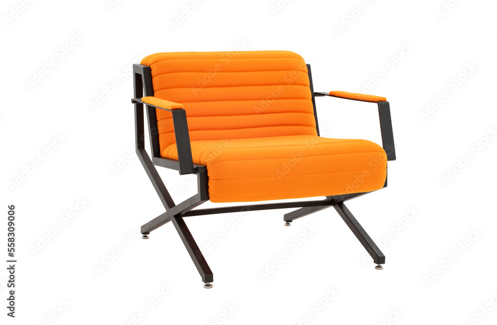 orange fabric armchair on a white background orange fabric armchair on a white background