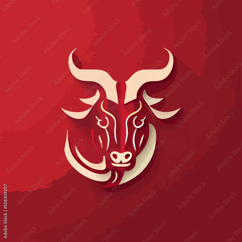 Chinese New Year 2023, Pig Goat sign on red color background. Chinese New Year 2023, Pig Goat sign on red color background.