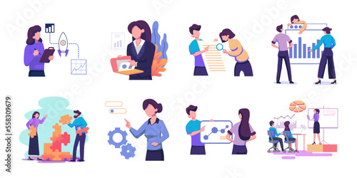 business concept planing flat style illustration set