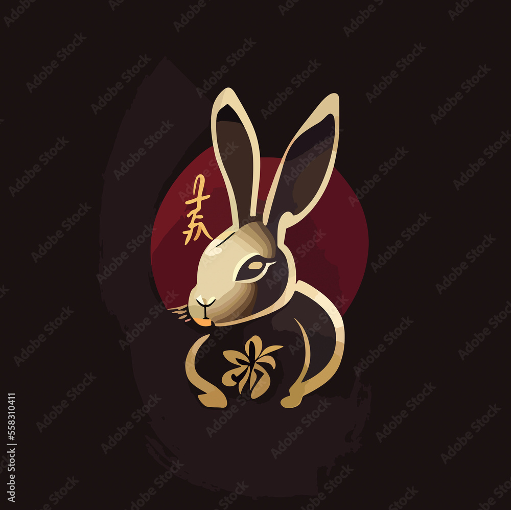 Obraz premium illustration of Chinese rabbit asian new year concept