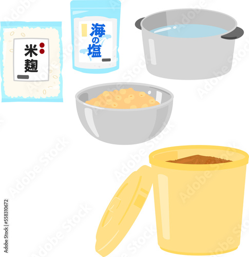 味噌の材料と仕込んだ味噌