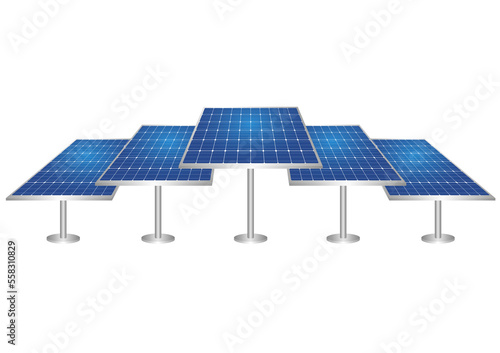 Solar panel. Solar Energy. Solar Cell 3d Isolated on White Background. Vector Illustration.