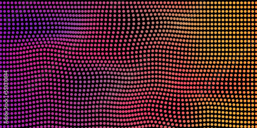 Abstract background of circles with iridescent neon colors on a black background, like gasoline. Wallpaper Waves from circles