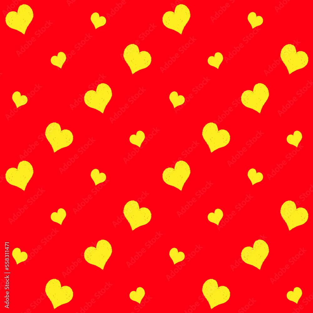 Hand Drawn Crayon Heart Seamless Pattern