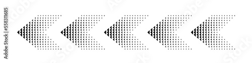 Halftone arrows. Arrow dote. halftone pointer set. Vector illustration.