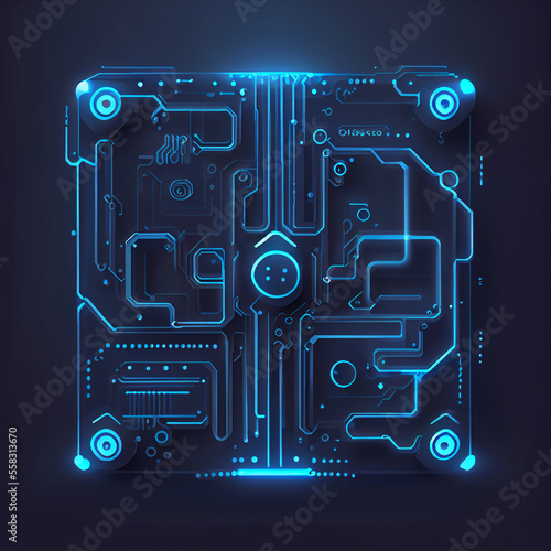 blue circuit board background. generative ai