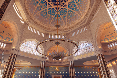 Fotografie Interior and ornamental details of mosque Astana Nur-Sultan Kazakhstan Central A
