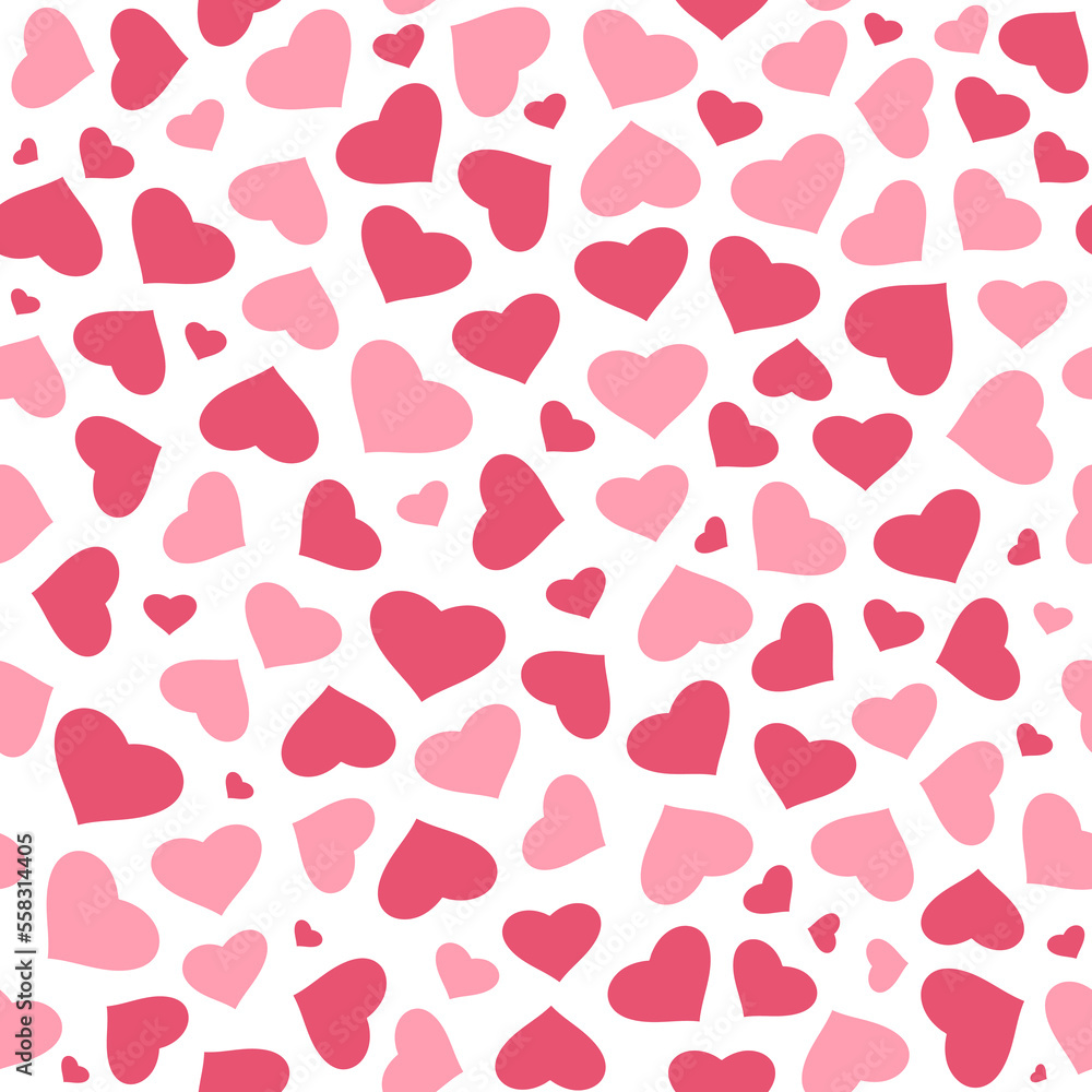 Abstract seamless pattern of magenta hearts on white background. Image for a poster or cover. Vector illustration. Repeating texture. Figure for textiles Abstract seamless pattern of magenta hearts on white background. Image for a poster or cover. Vector illustration. Repeating texture. Figure for textiles